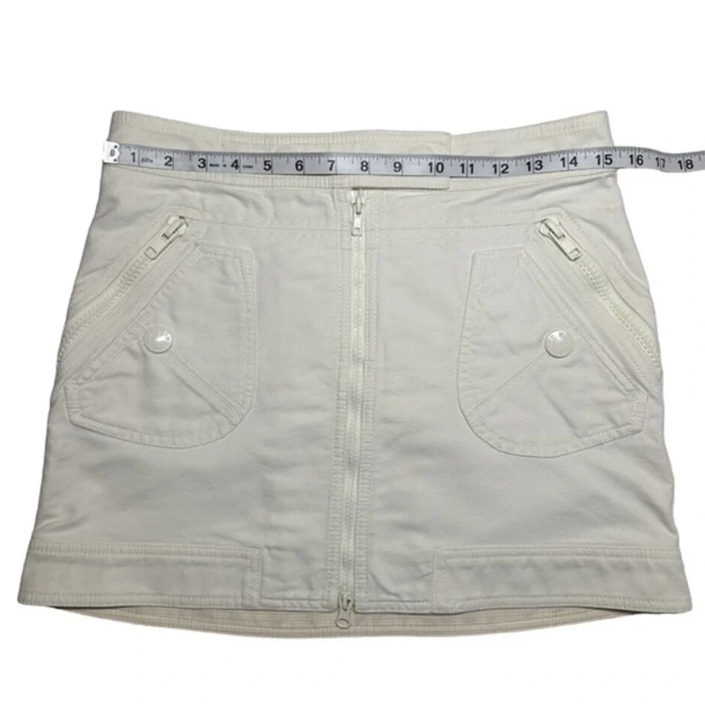 MARC JACOBS | Y2K Off White Heavy Cotton Full Zip Front Large Snaps Mini Skirt